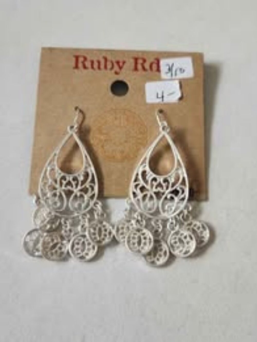 Ruby Rd Stainless Silvertone Dangle Pierced Earring - Picture 2 of 4